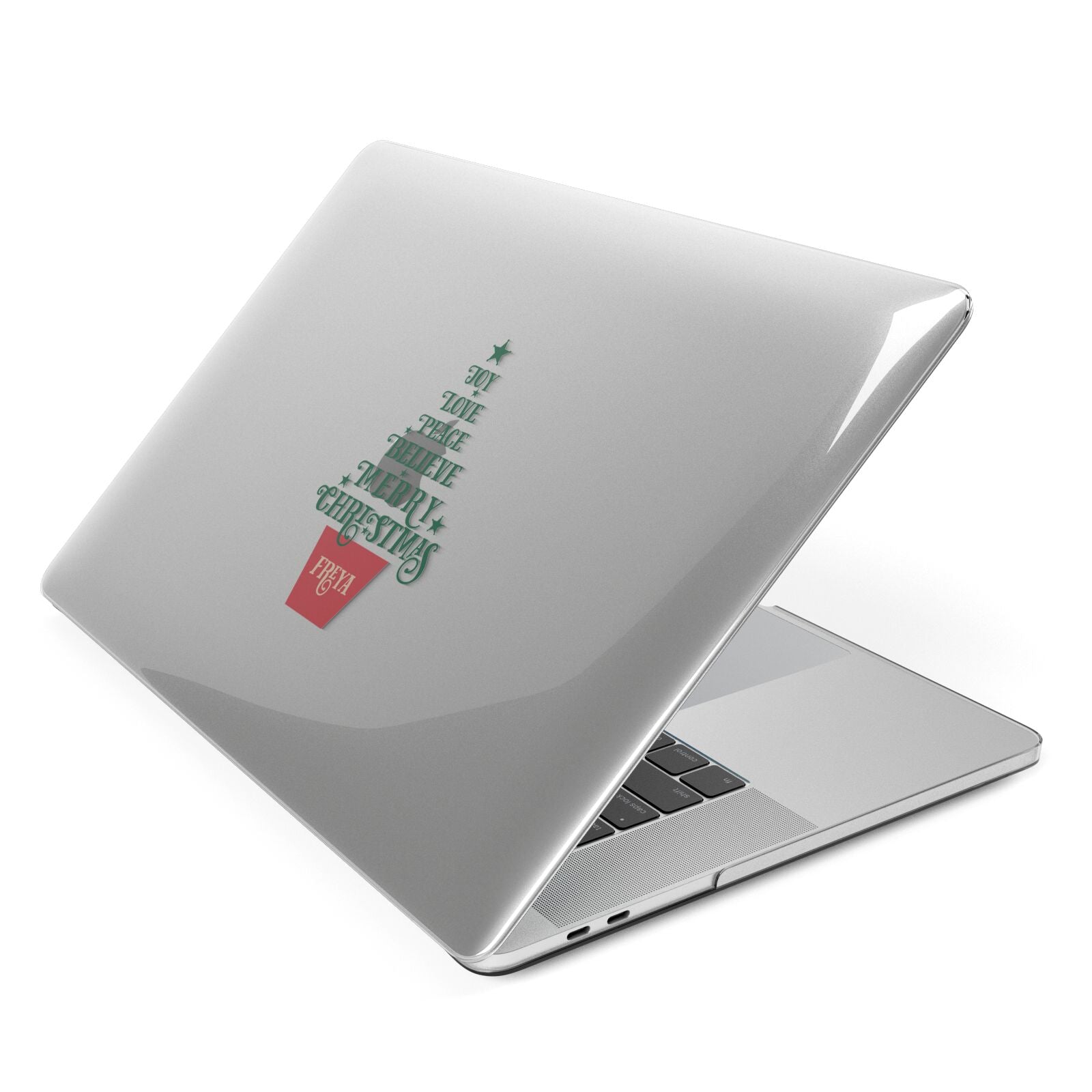 Personalised Text Christmas Tree Apple MacBook Case Side View