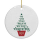 Personalised Text Christmas Tree Circle Decoration Back Image