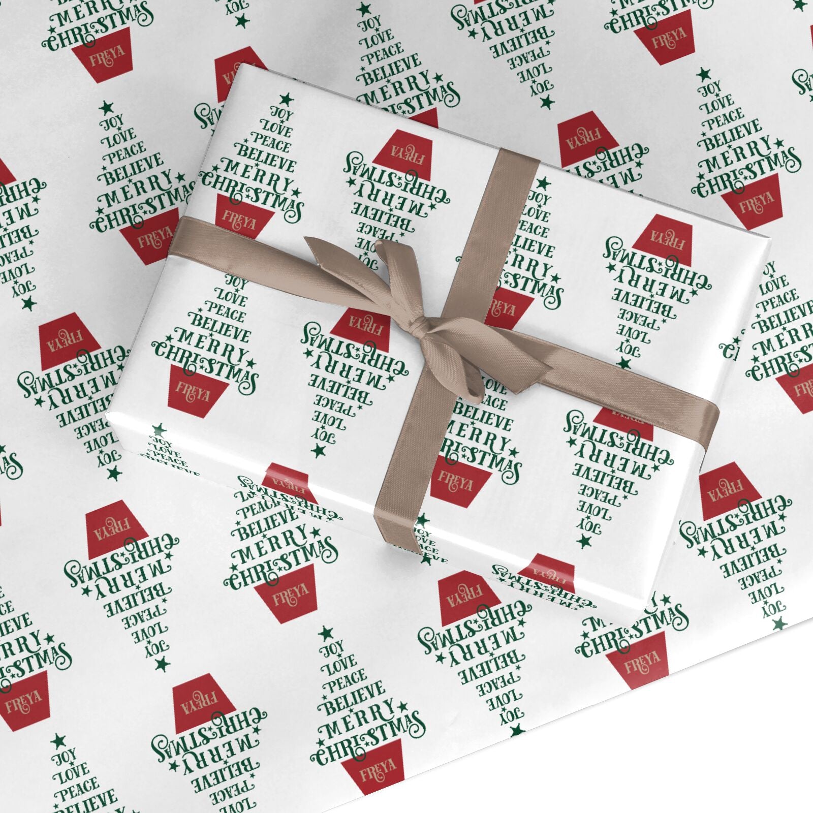 Personalised Text Christmas Tree Custom Wrapping Paper