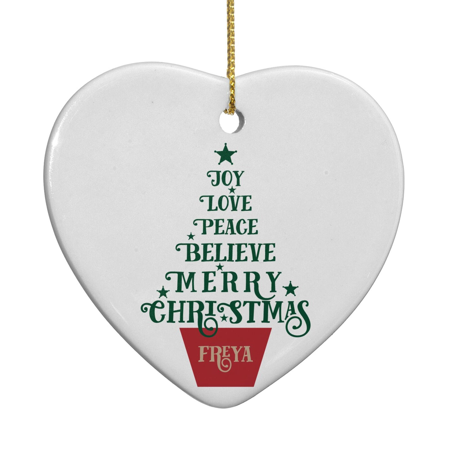 Personalised Text Christmas Tree Heart Decoration Back Image