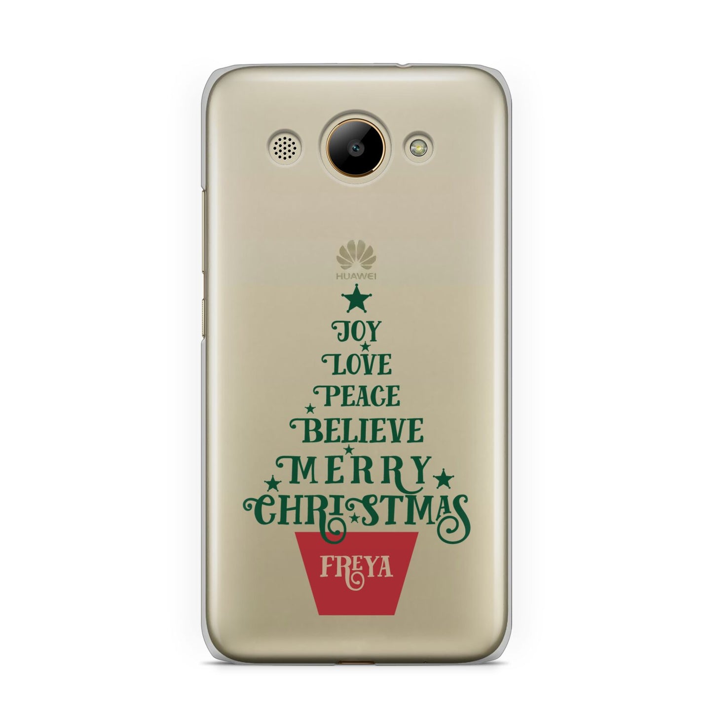 Personalised Text Christmas Tree Huawei Y3 2017