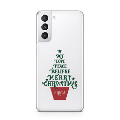 Personalised Text Christmas Tree Samsung S21 Case