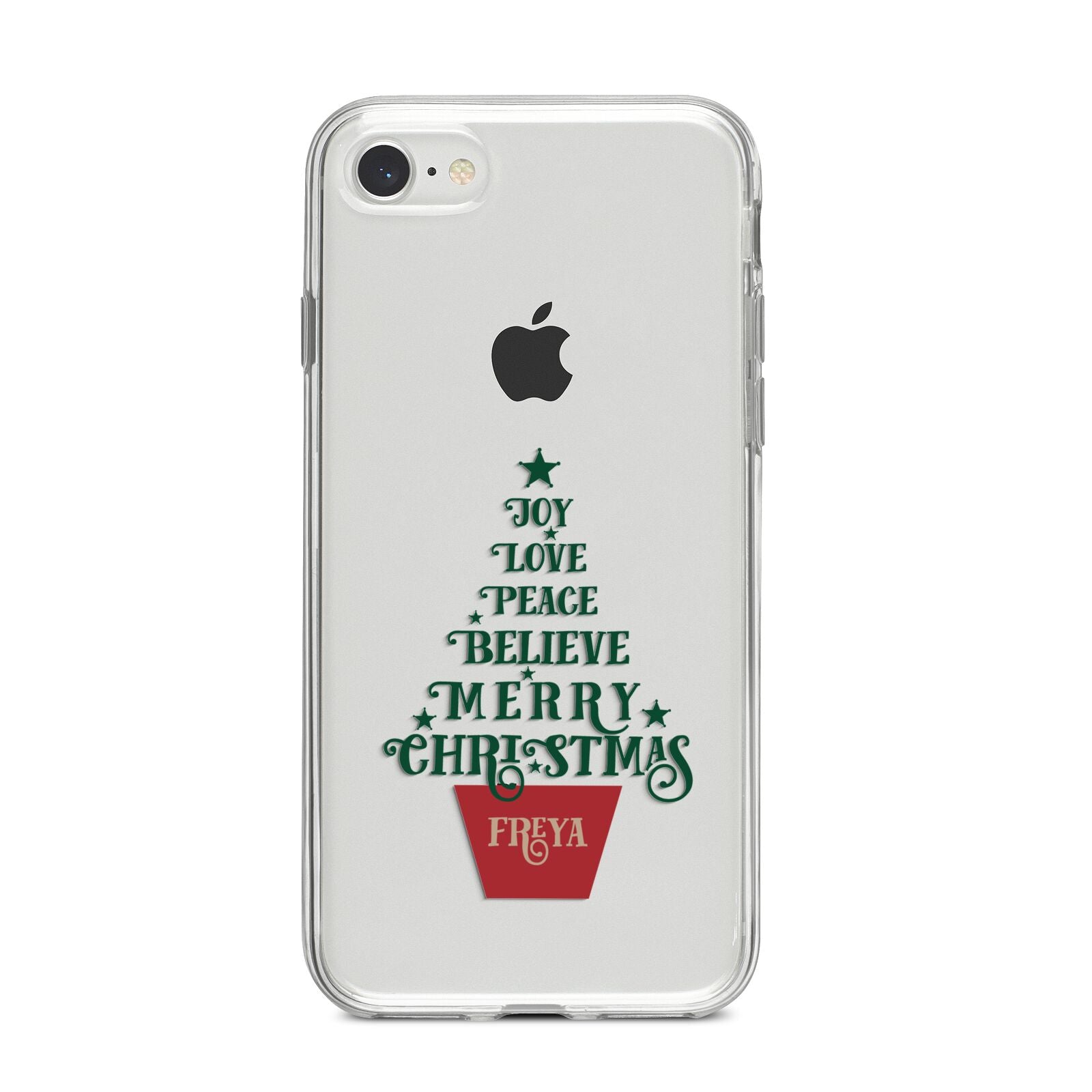 Personalised Text Christmas Tree iPhone 8 Bumper Case on Silver iPhone