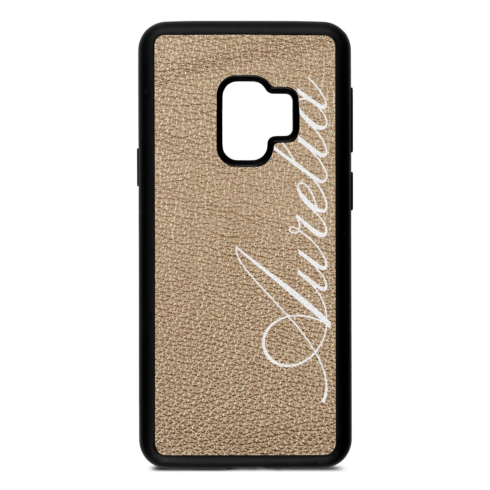 Personalised Text Gold Pebble Leather Samsung S9 Case