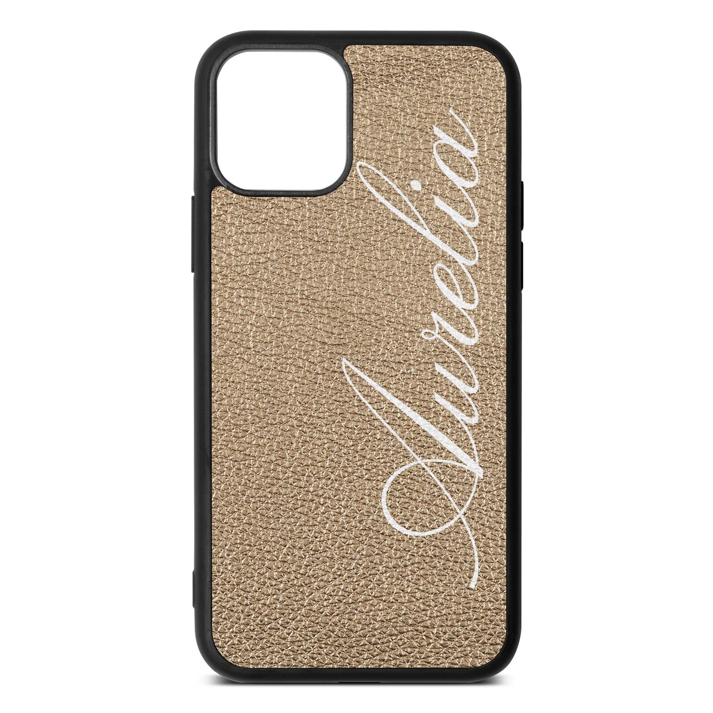 Personalised Text Gold Pebble Leather iPhone 11 Case