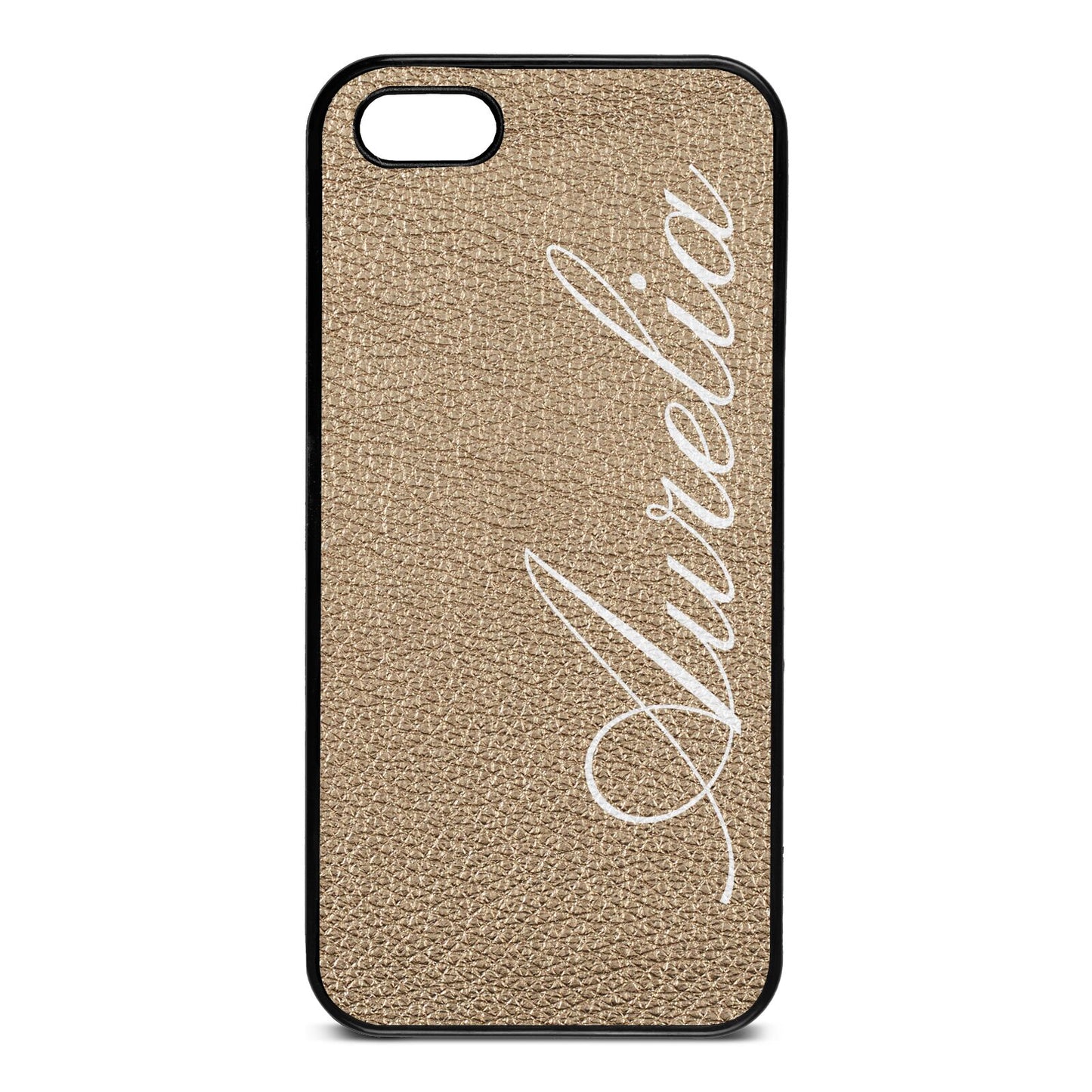 Personalised Text Gold Pebble Leather iPhone 5 Case