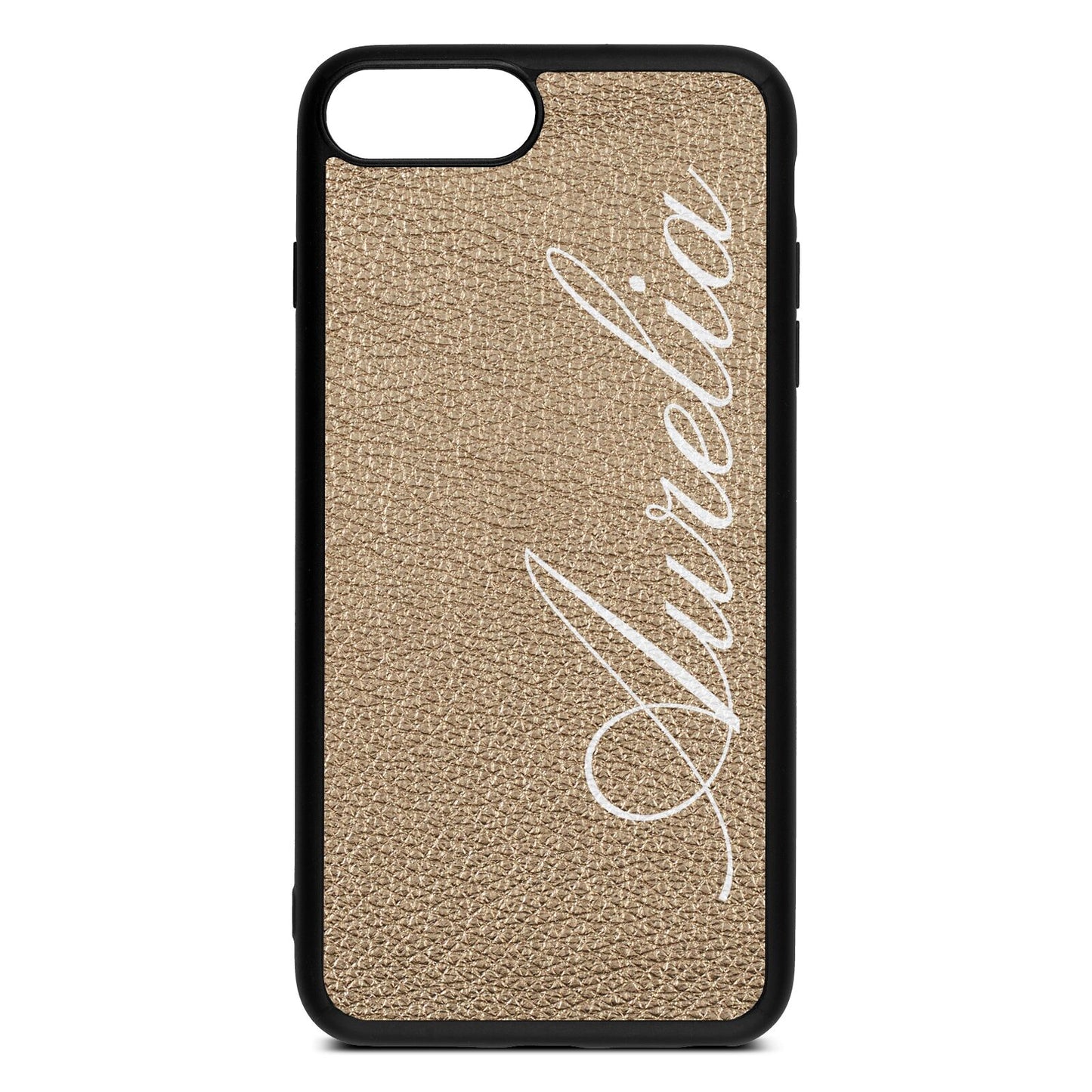 Personalised Text Gold Pebble Leather iPhone 8 Plus Case