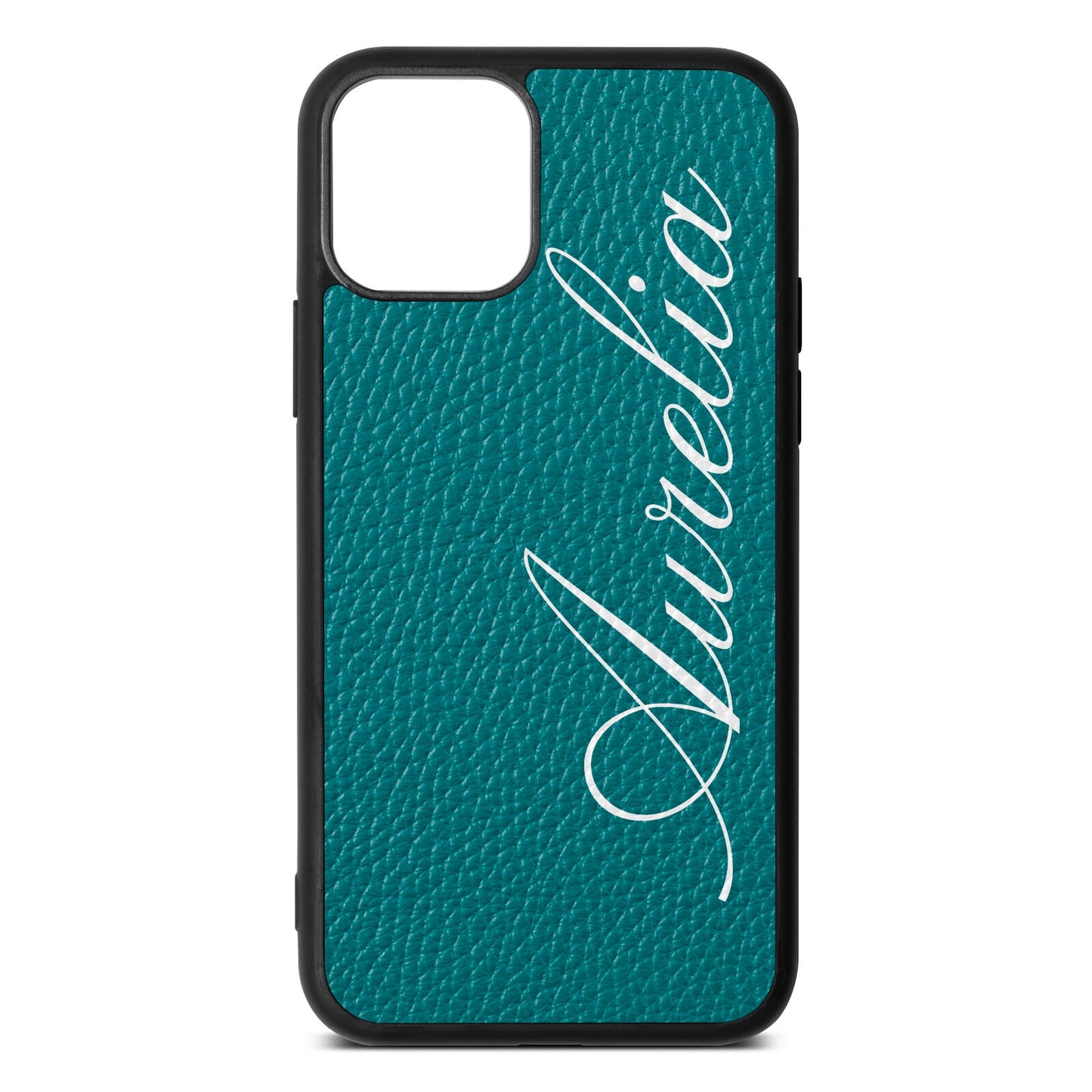 Personalised Text Green Pebble Leather iPhone 11 Case