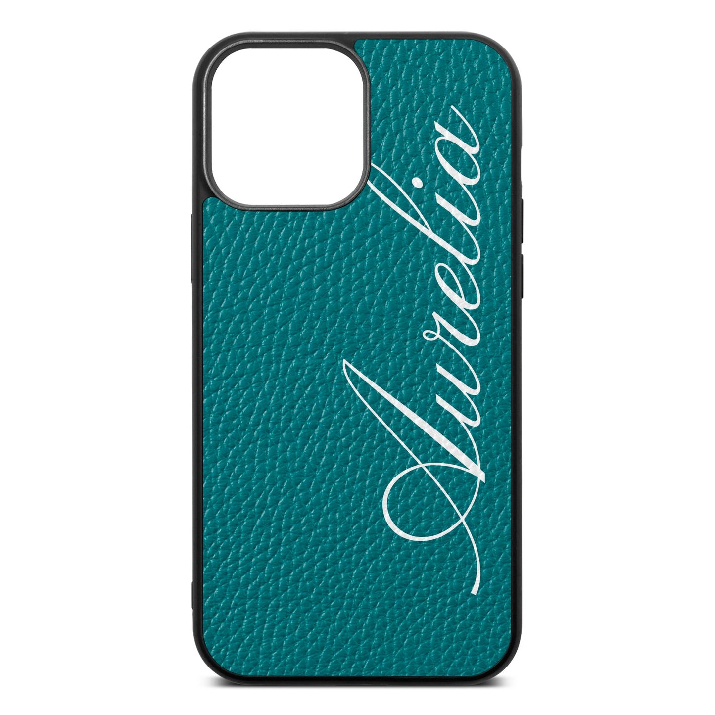 Personalised Text Green Pebble Leather iPhone 13 Pro Max Case