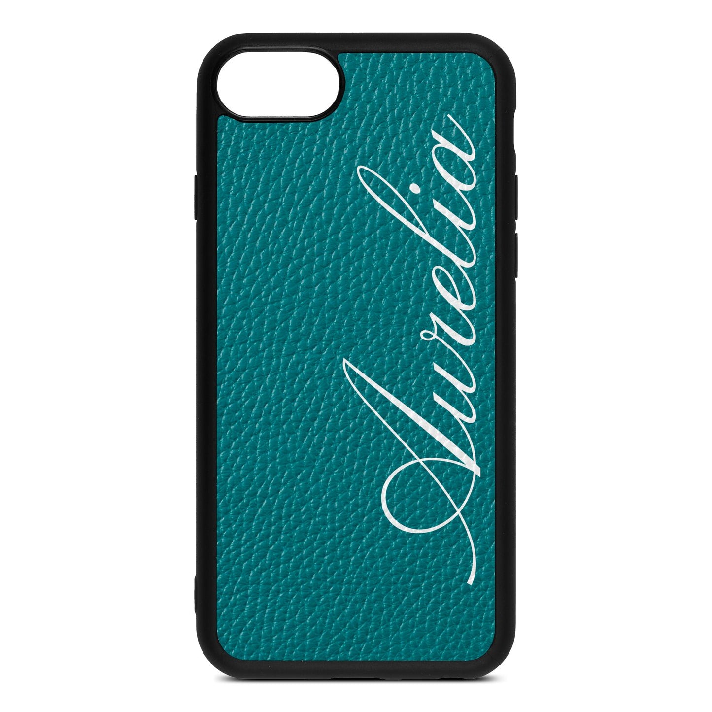 Personalised Text Green Pebble Leather iPhone 8 Case