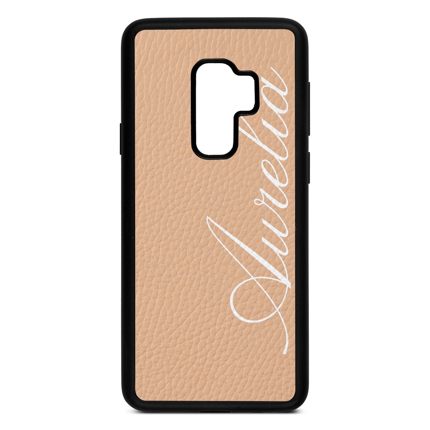 Personalised Text Nude Pebble Leather Samsung S9 Plus Case