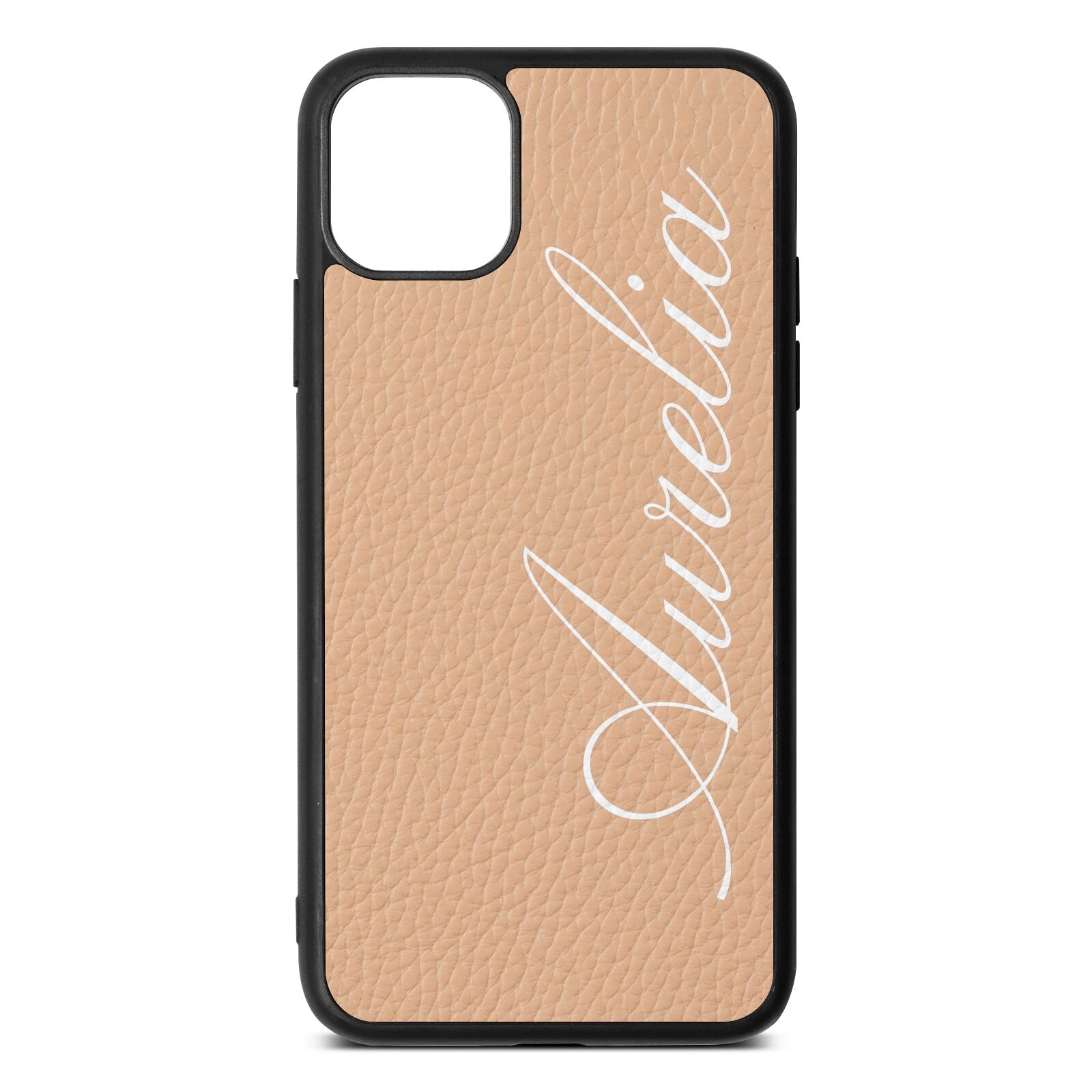 Personalised Text Nude Pebble Leather iPhone 11 Pro Max Case