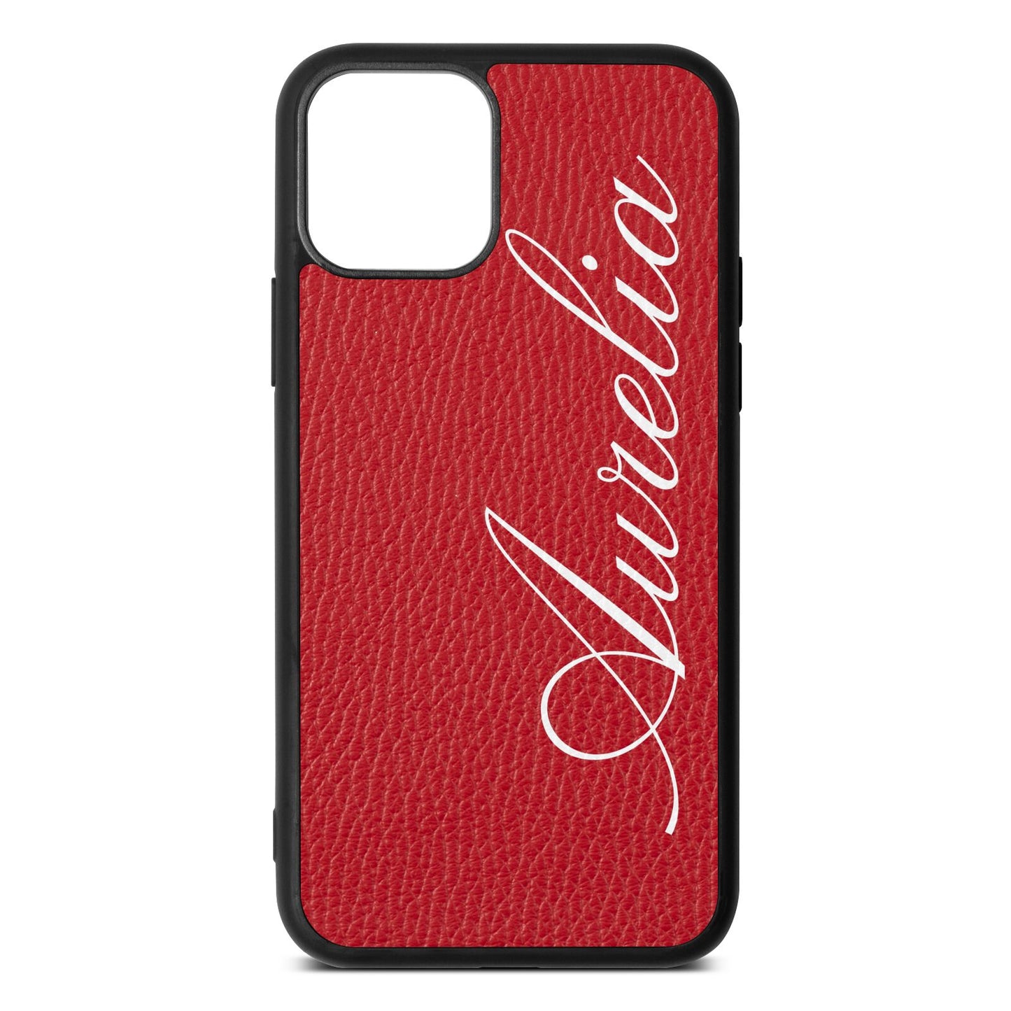 Personalised Text Red Pebble Leather iPhone 11 Case