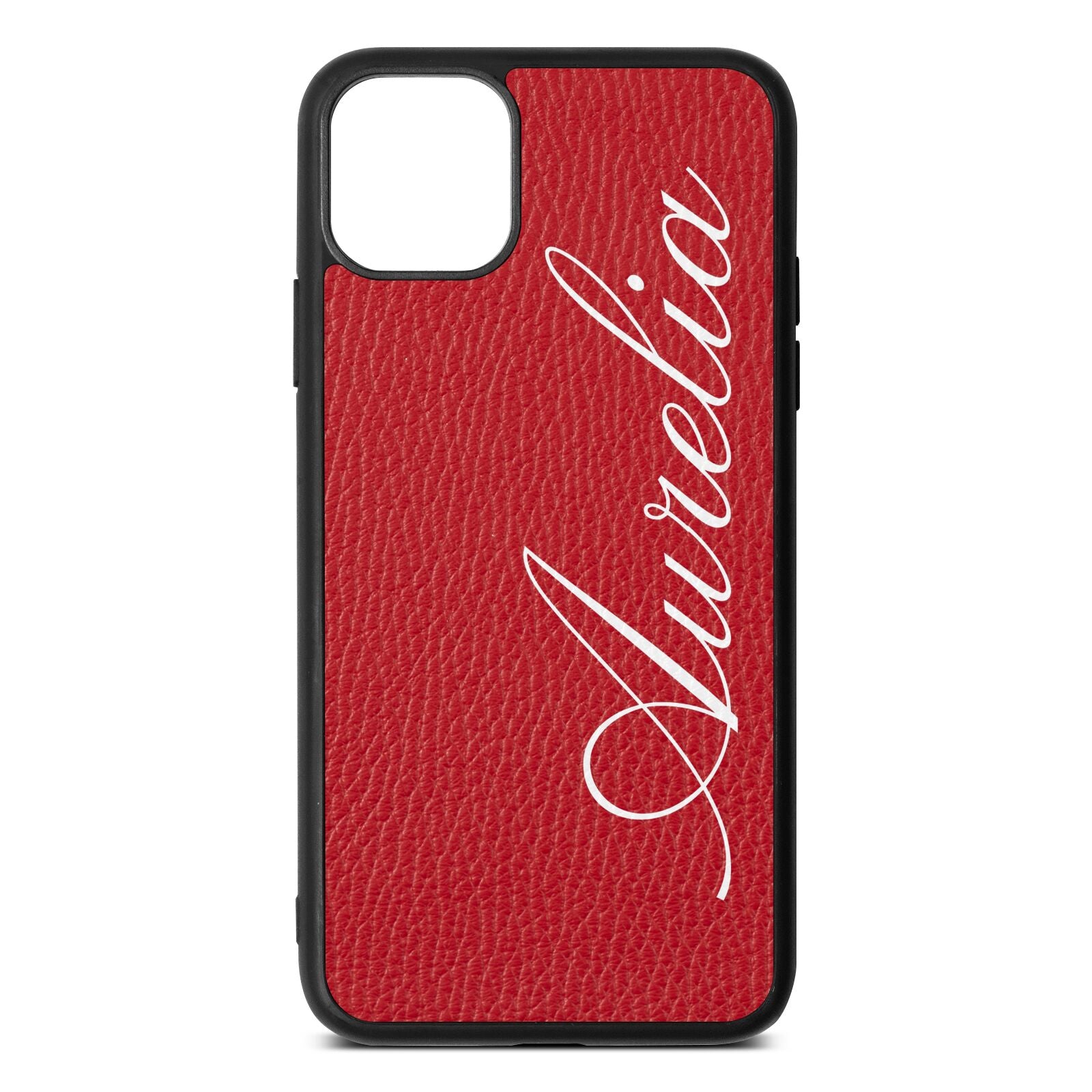 Personalised Text Red Pebble Leather iPhone 11 Pro Max Case