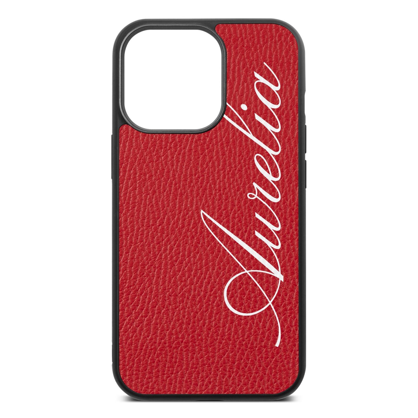 Personalised Text Red Pebble Leather iPhone 13 Pro Case