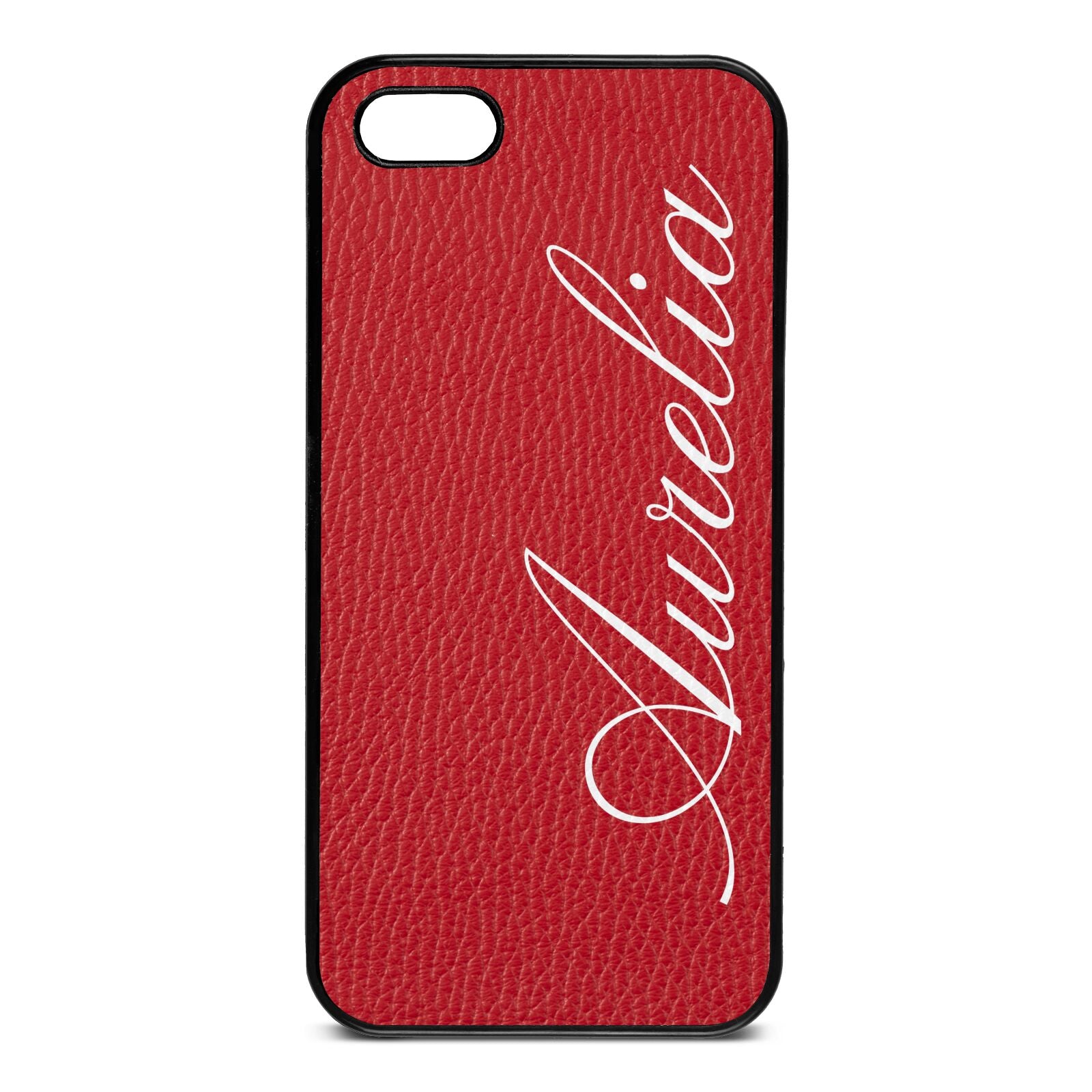 Personalised Text Red Pebble Leather iPhone 5 Case