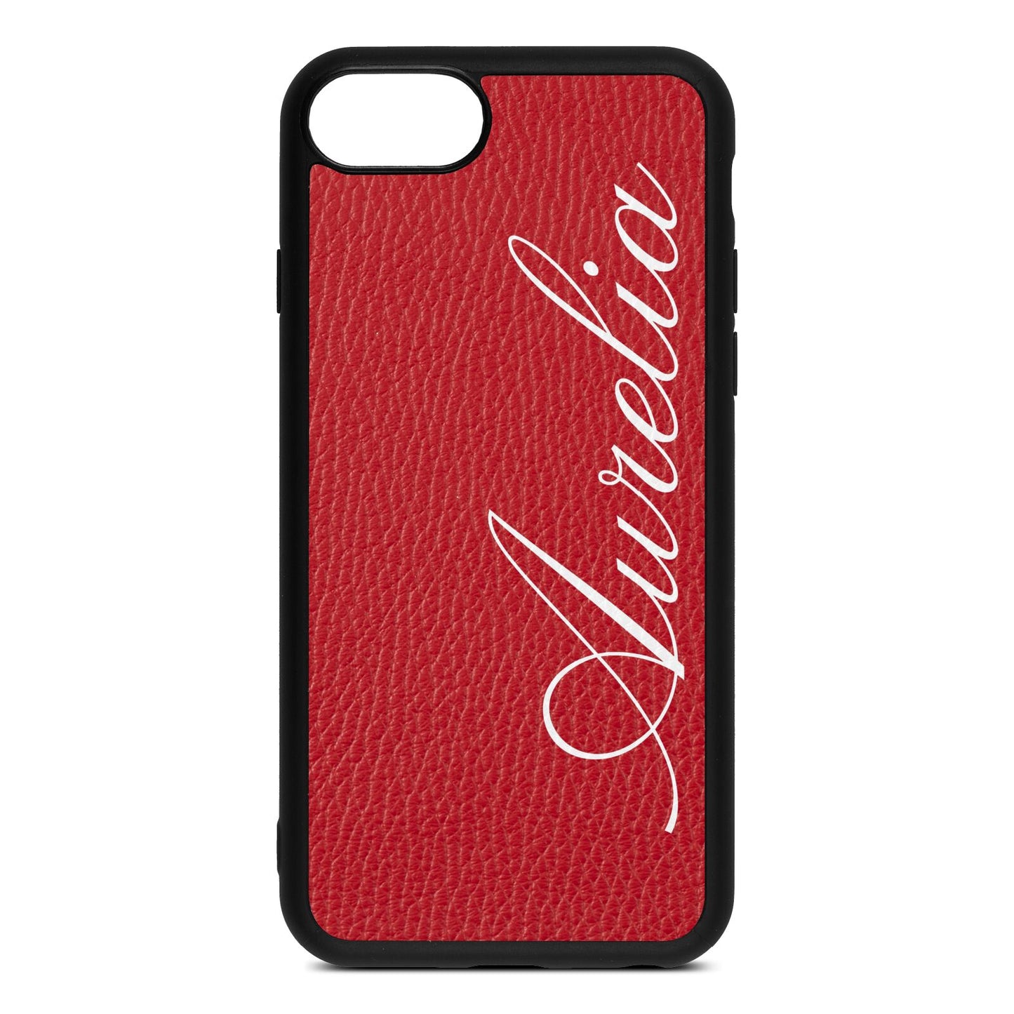 Personalised Text Red Pebble Leather iPhone 8 Case