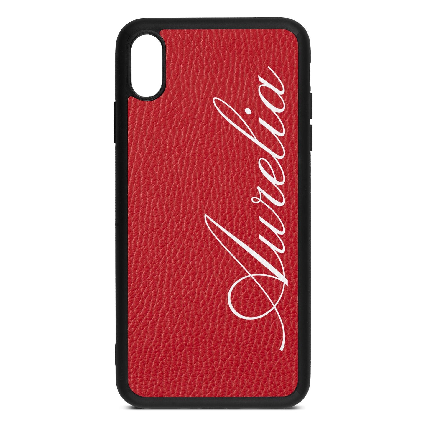 Personalised Text Red Pebble Leather iPhone Xs Max Case