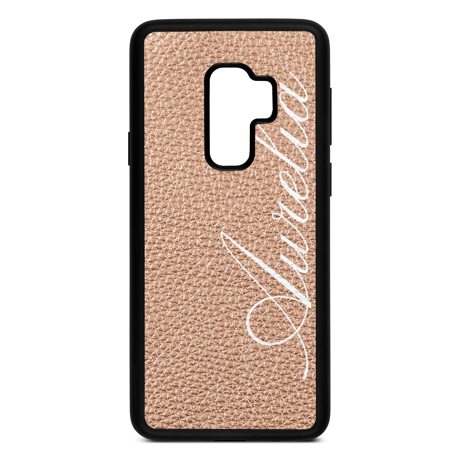 Personalised Text Rose Gold Pebble Leather Samsung S9 Plus Case