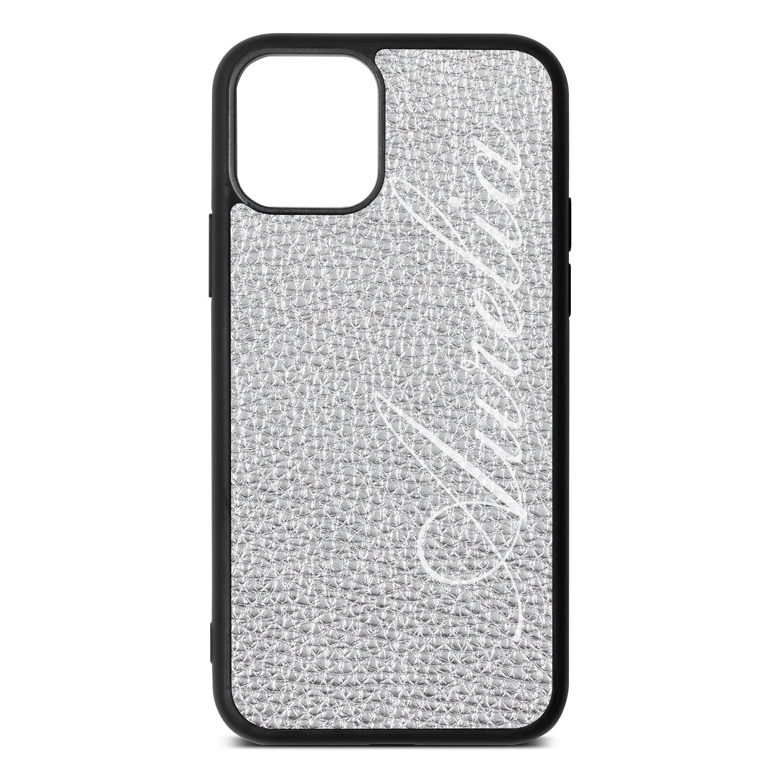 Personalised Text Silver Pebble Leather iPhone 11 Pro Case