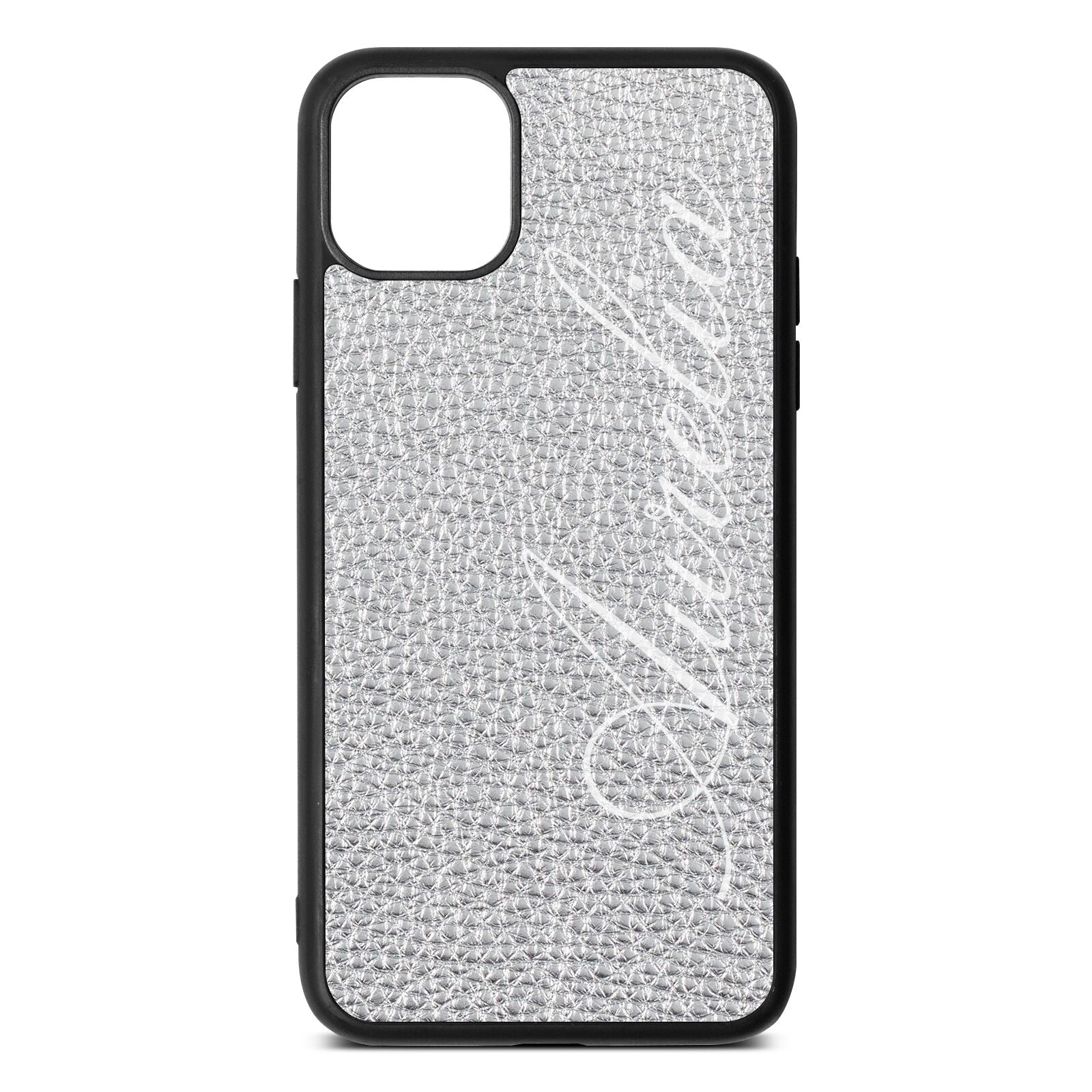 Personalised Text Silver Pebble Leather iPhone 11 Pro Max Case