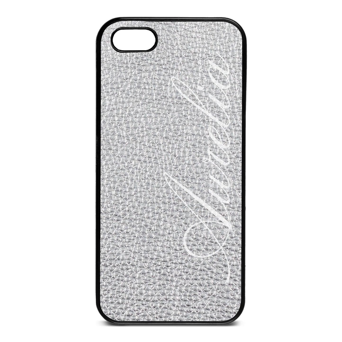 Personalised Text Silver Pebble Leather iPhone 5 Case