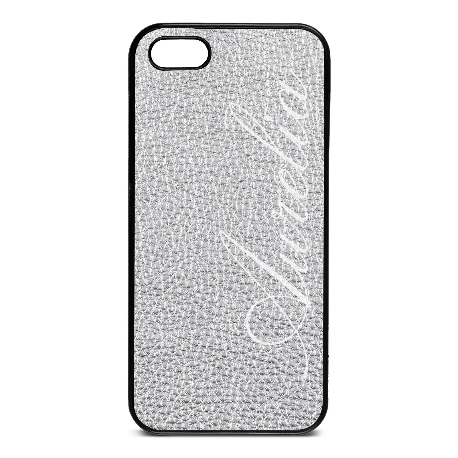 Personalised Text Silver Pebble Leather iPhone 5 Case