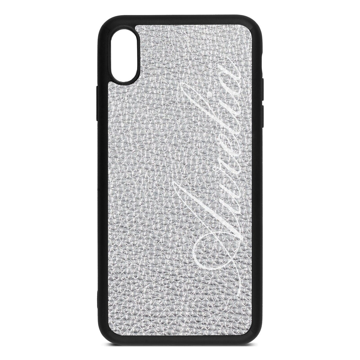 Personalised Text Silver Pebble Leather iPhone Xs Max Case