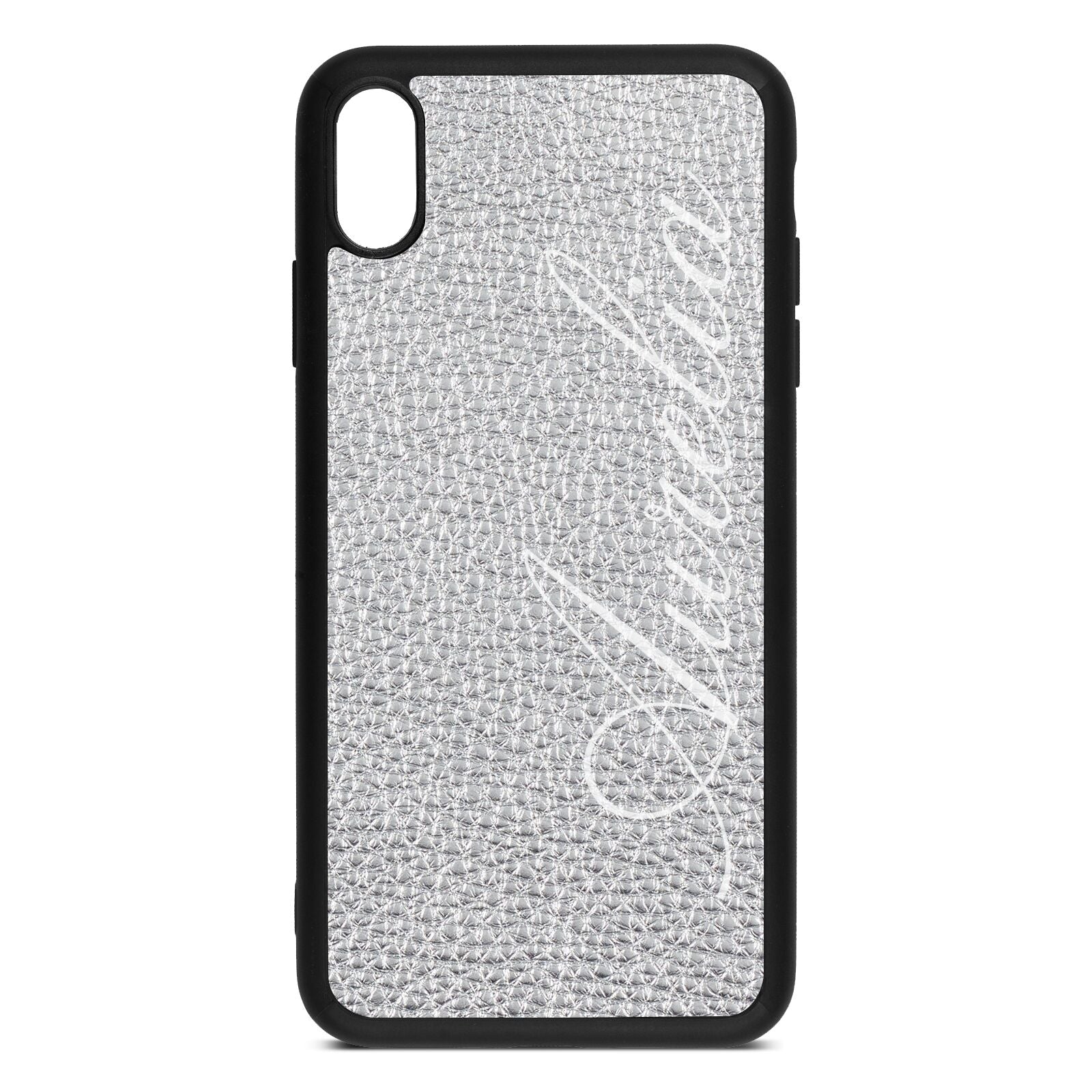 Personalised Text Silver Pebble Leather iPhone Xs Max Case