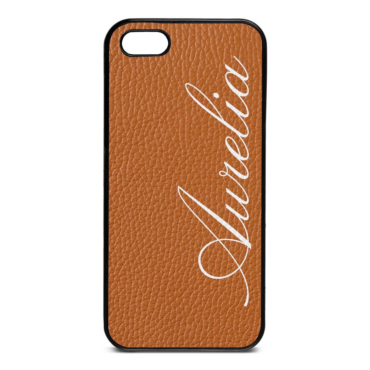 Personalised Text Tan Pebble Leather iPhone 5 Case