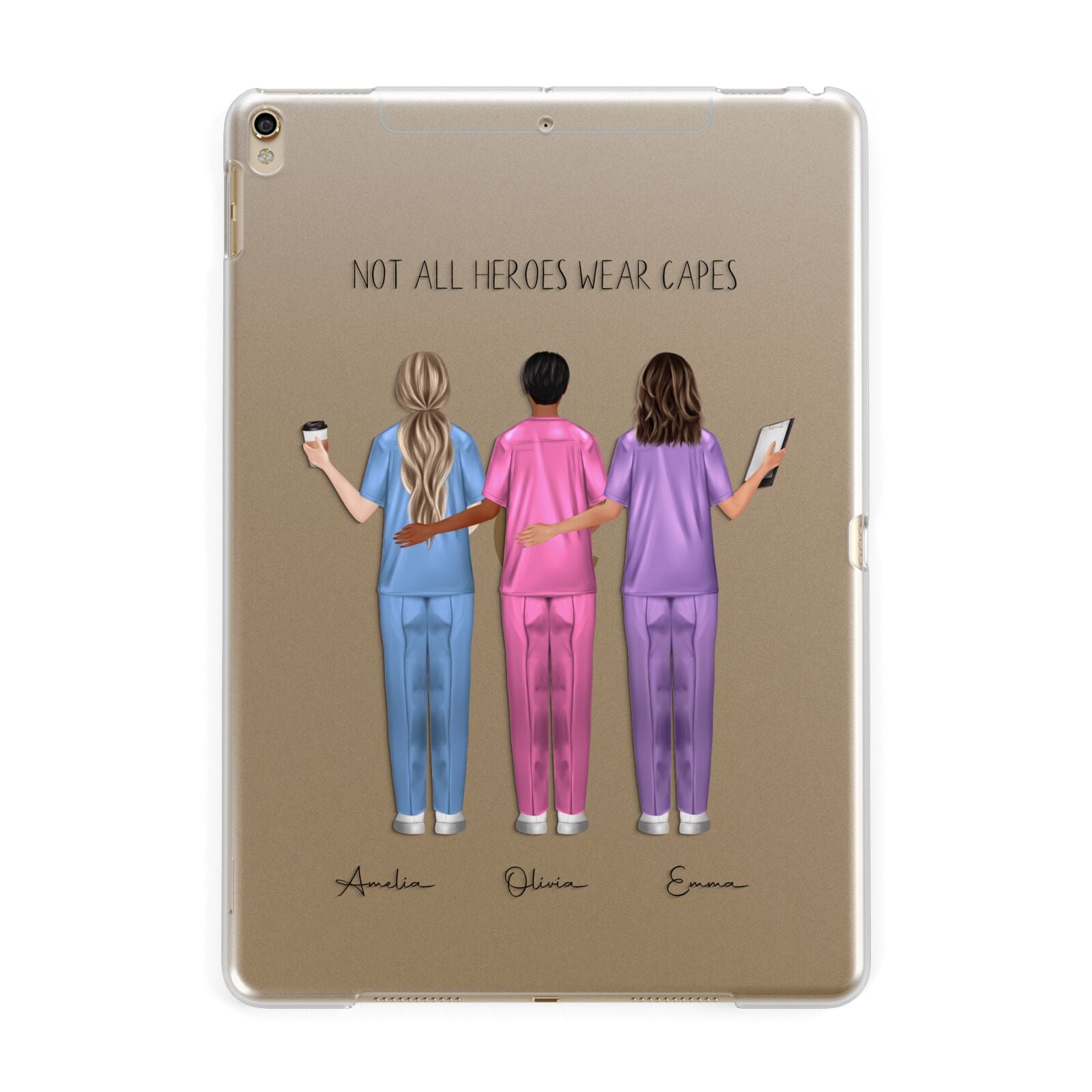 Personalised Three Nurses Apple iPad Gold Case