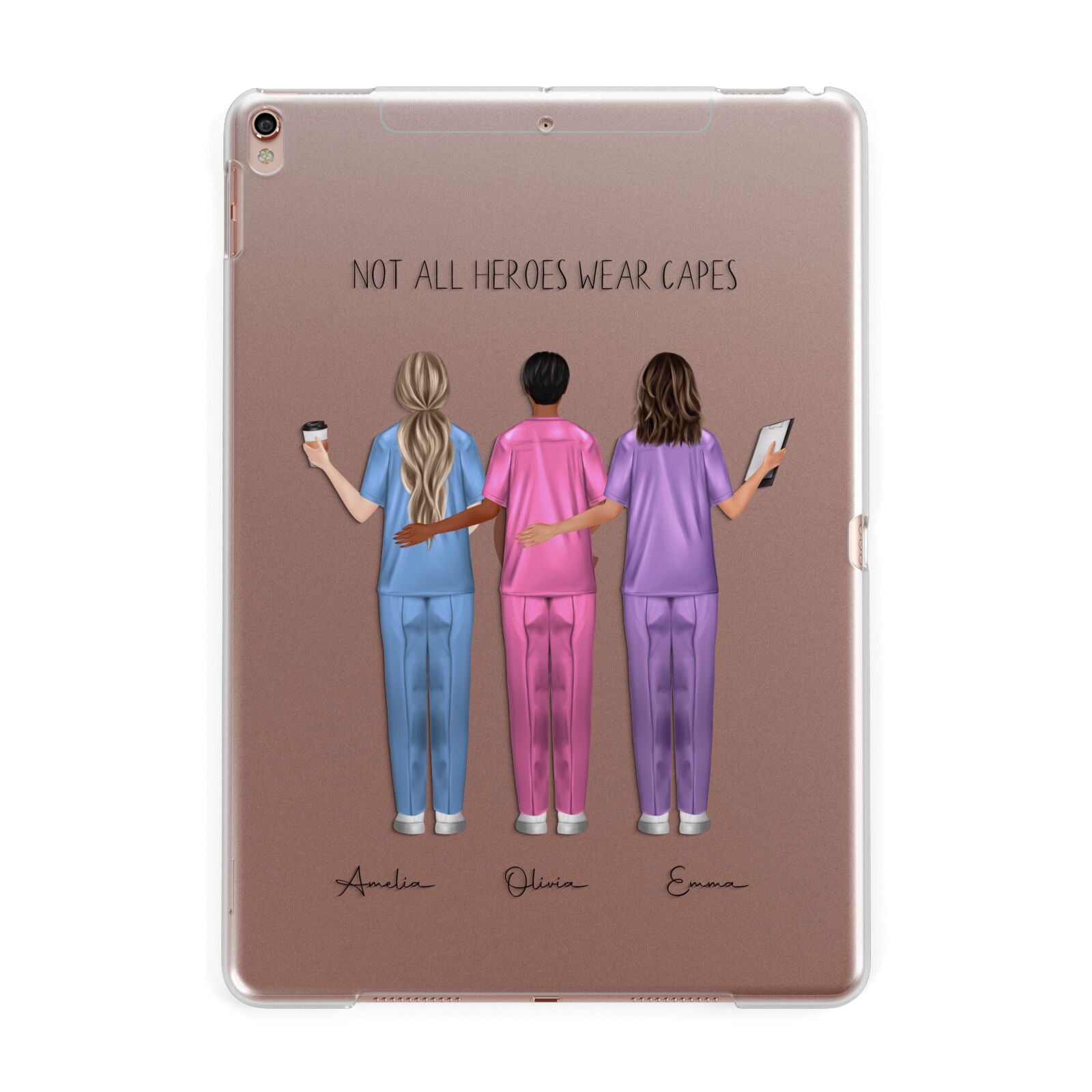 Personalised Three Nurses Apple iPad Rose Gold Case