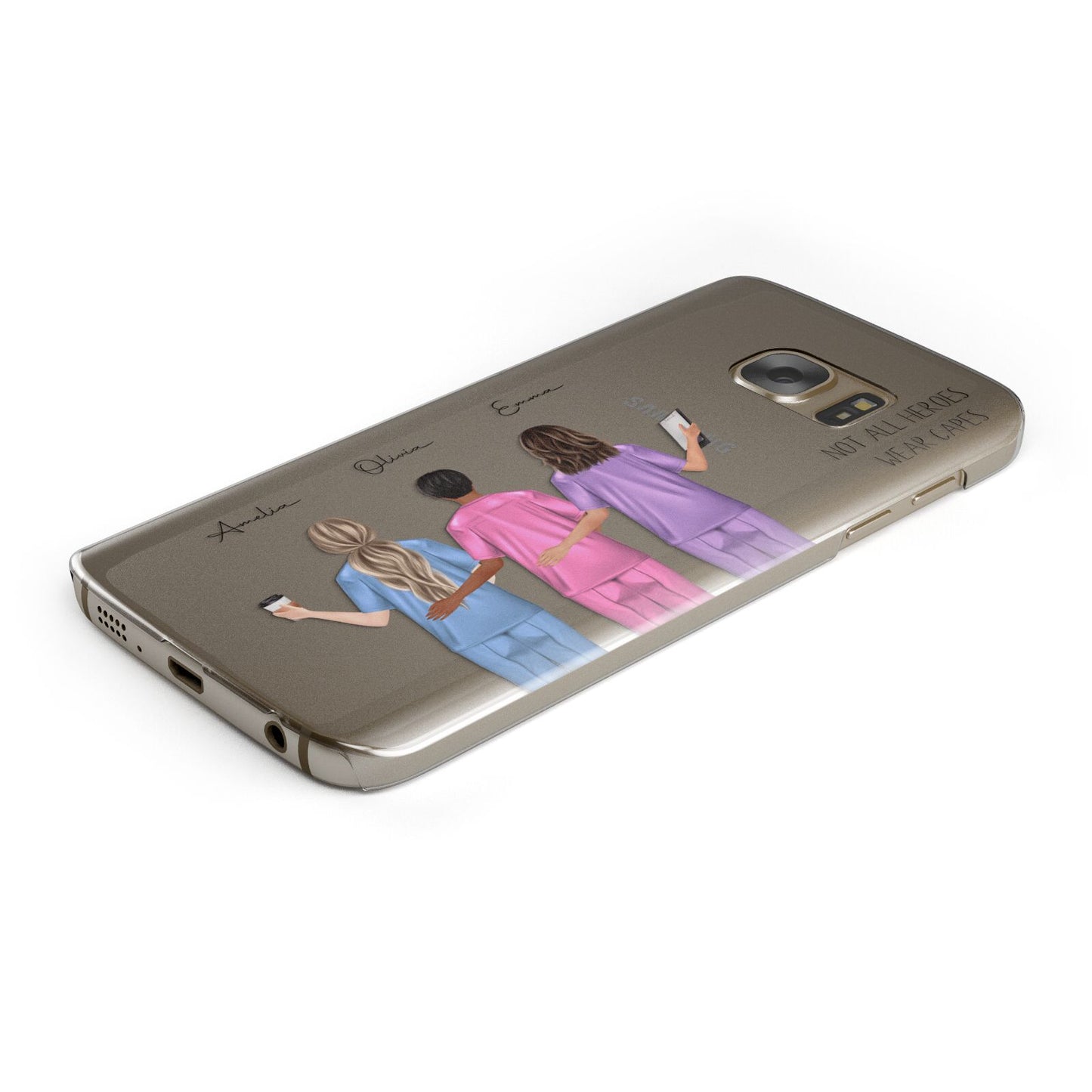 Personalised Three Nurses Protective Samsung Galaxy Case Angled Image