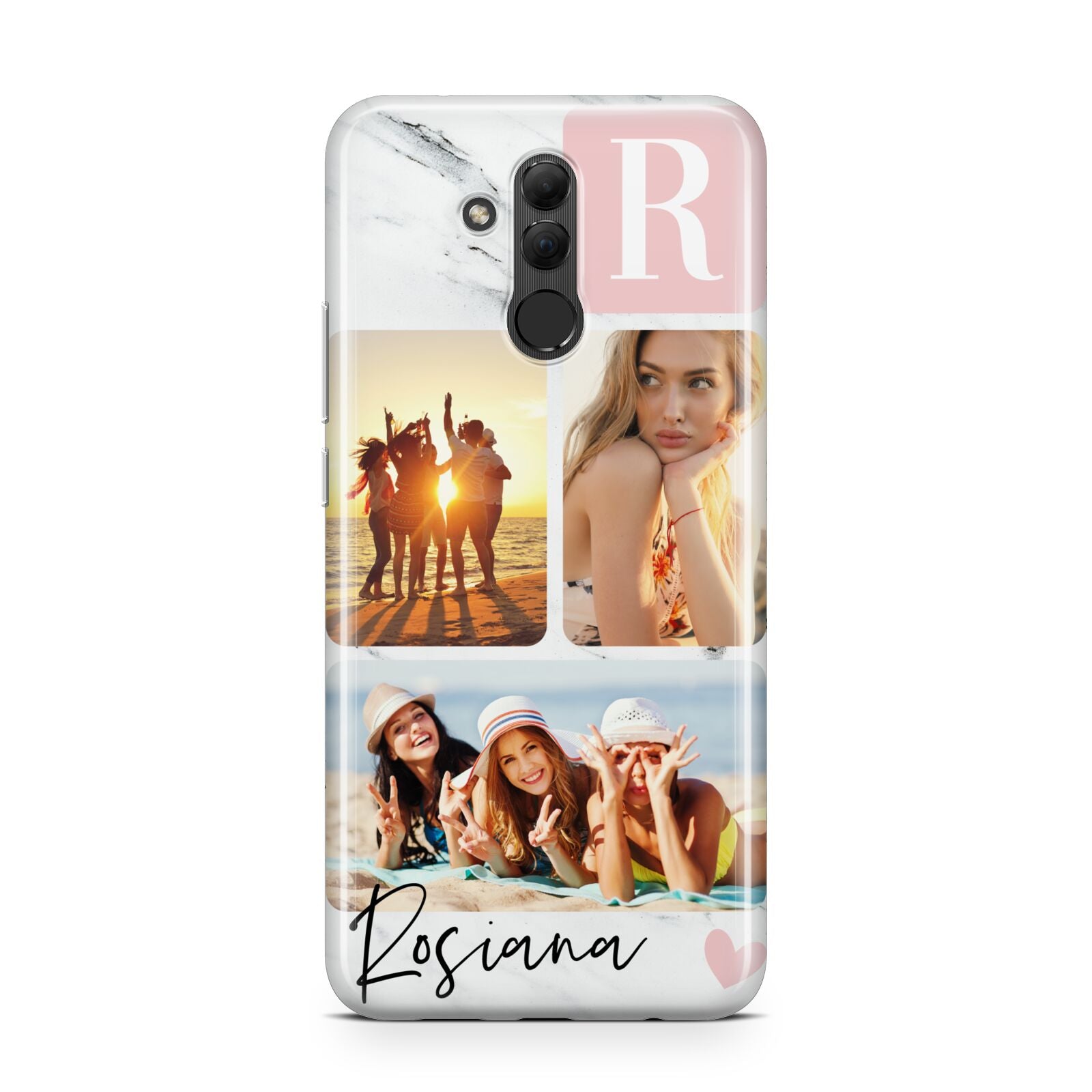 Personalised Three Photo Marble Name Huawei Mate 20 Lite