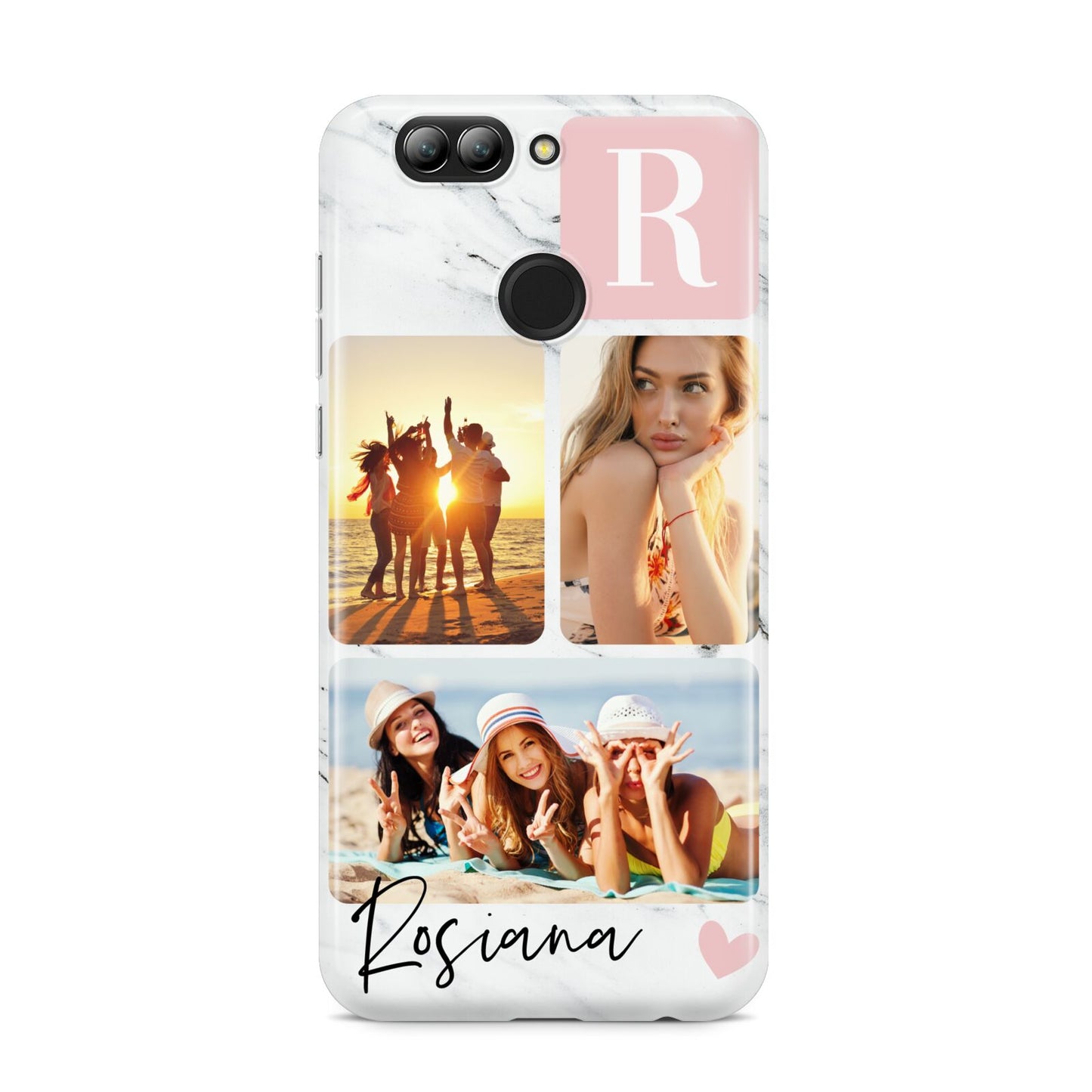 Personalised Three Photo Marble Name Huawei Nova 2s Phone Case