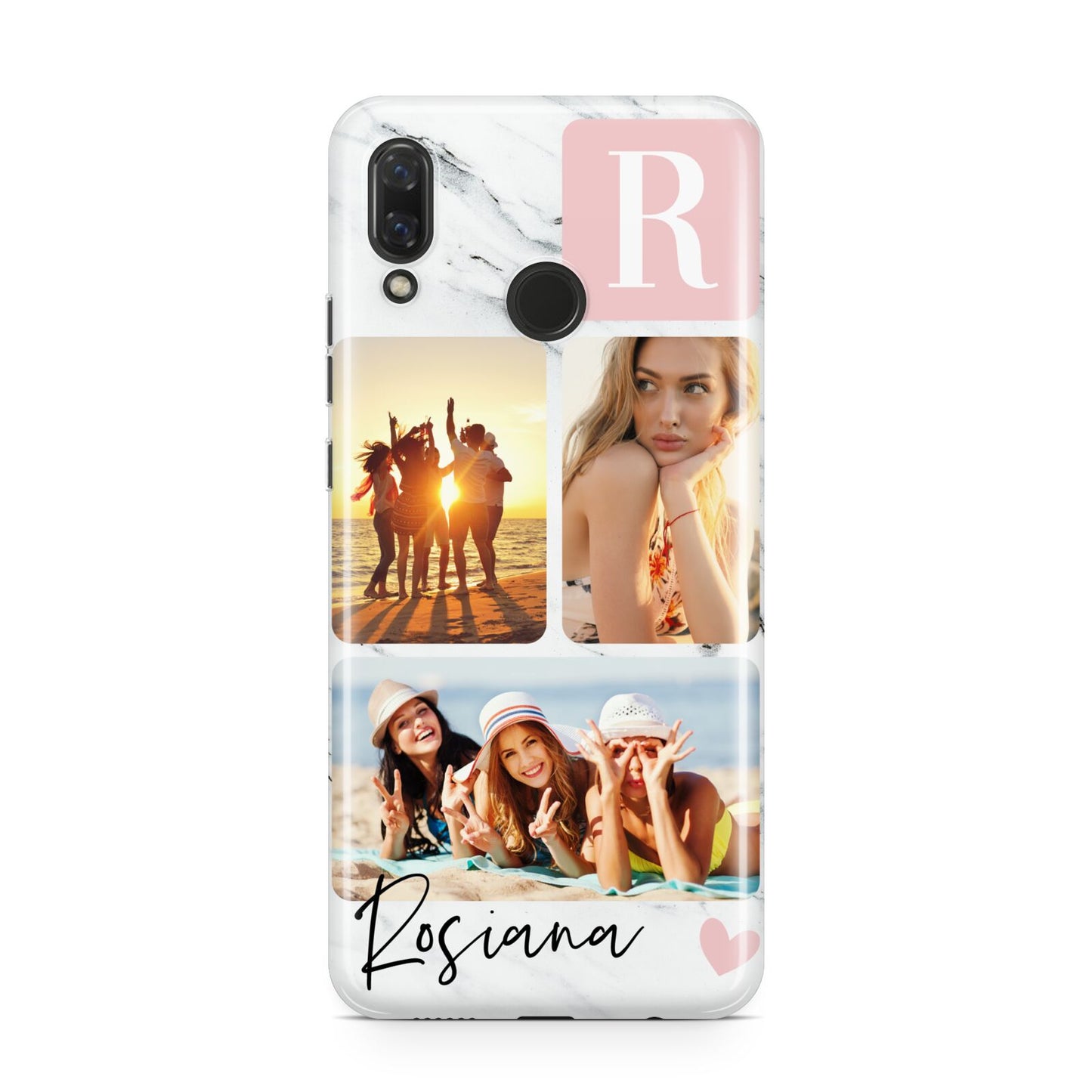 Personalised Three Photo Marble Name Huawei Nova 3 Phone Case