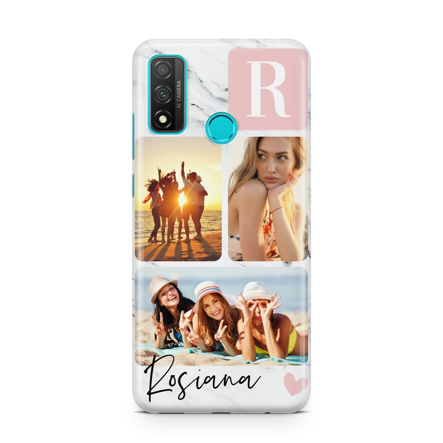 Personalised Three Photo Marble Name Huawei P Smart 2020