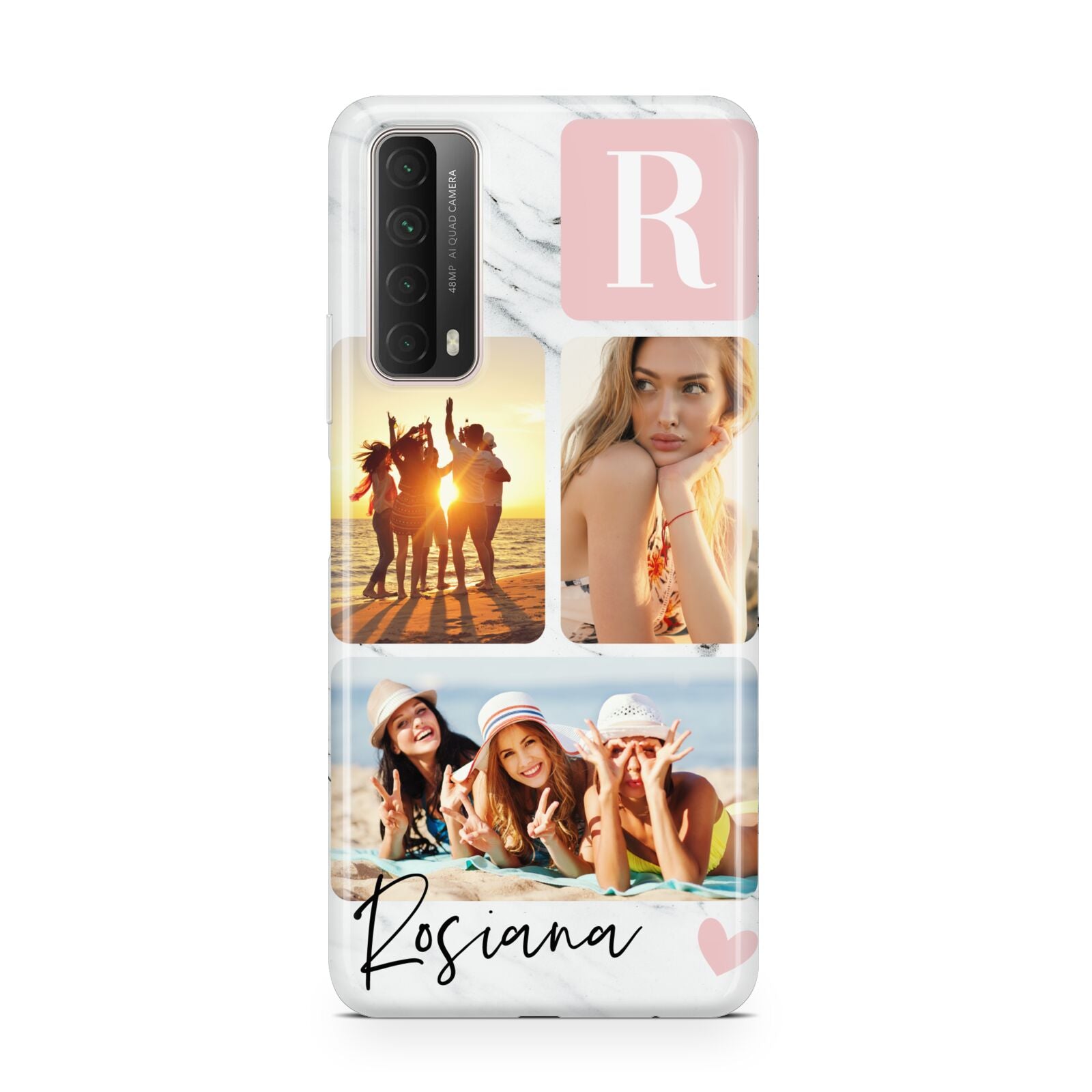 Personalised Three Photo Marble Name Huawei P Smart 2021