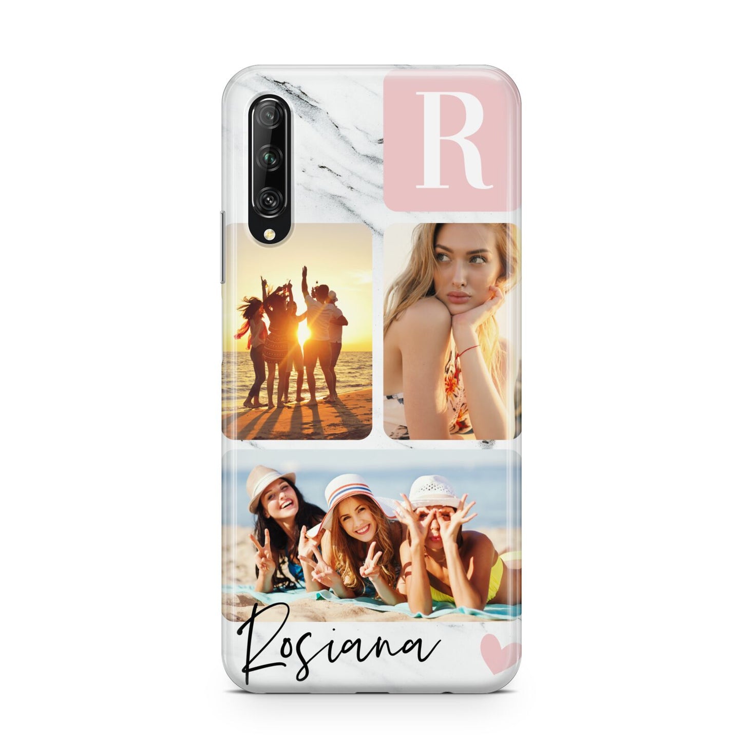 Personalised Three Photo Marble Name Huawei P Smart Pro 2019