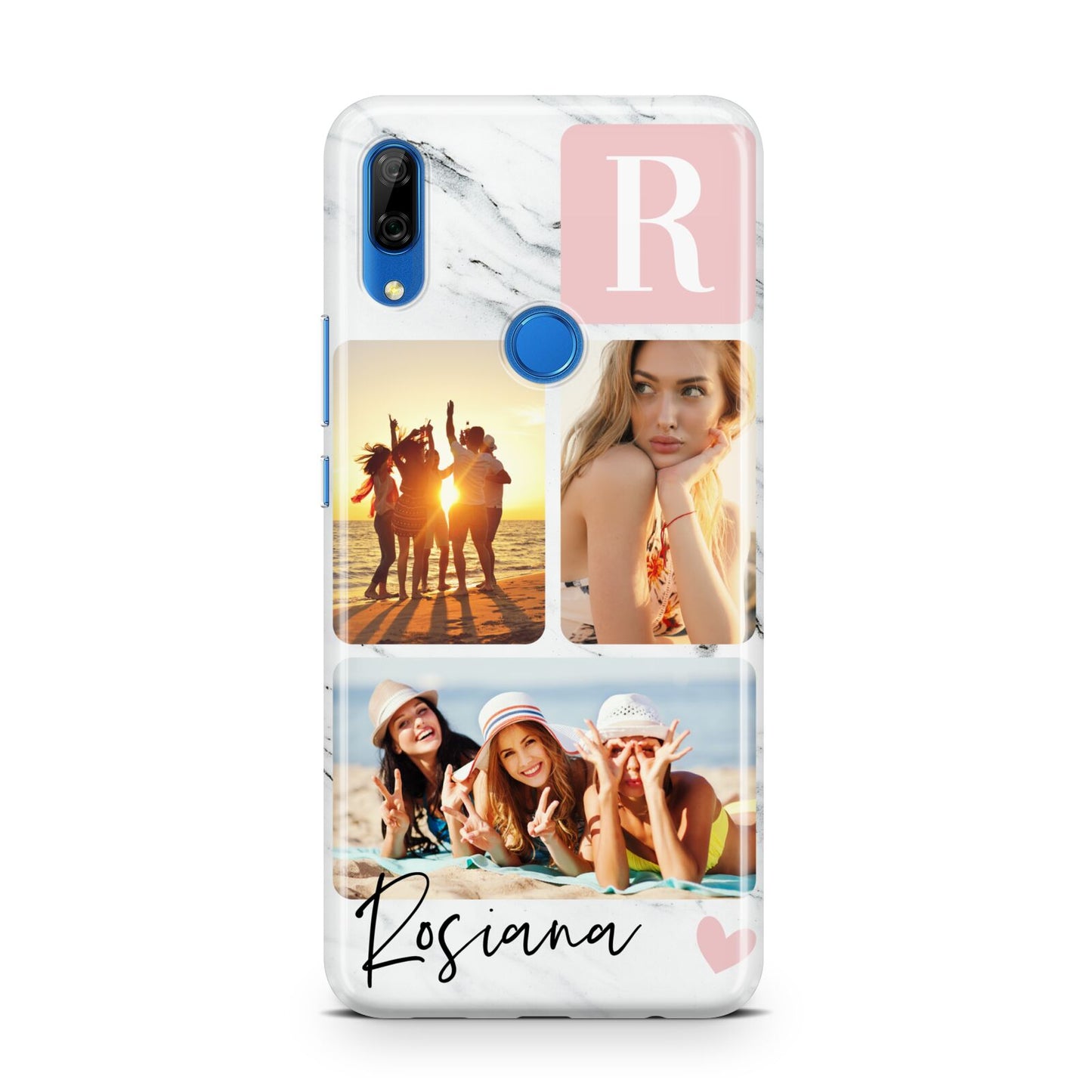 Personalised Three Photo Marble Name Huawei P Smart Z