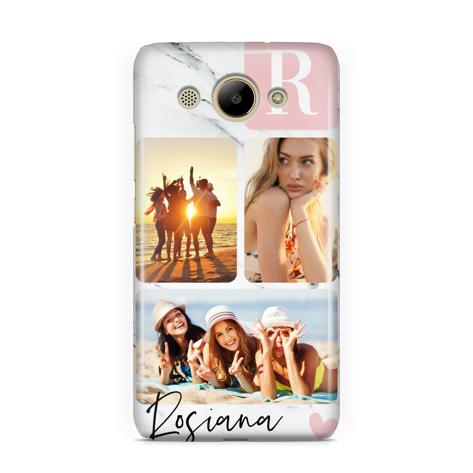 Personalised Three Photo Marble Name Huawei Y3 2017