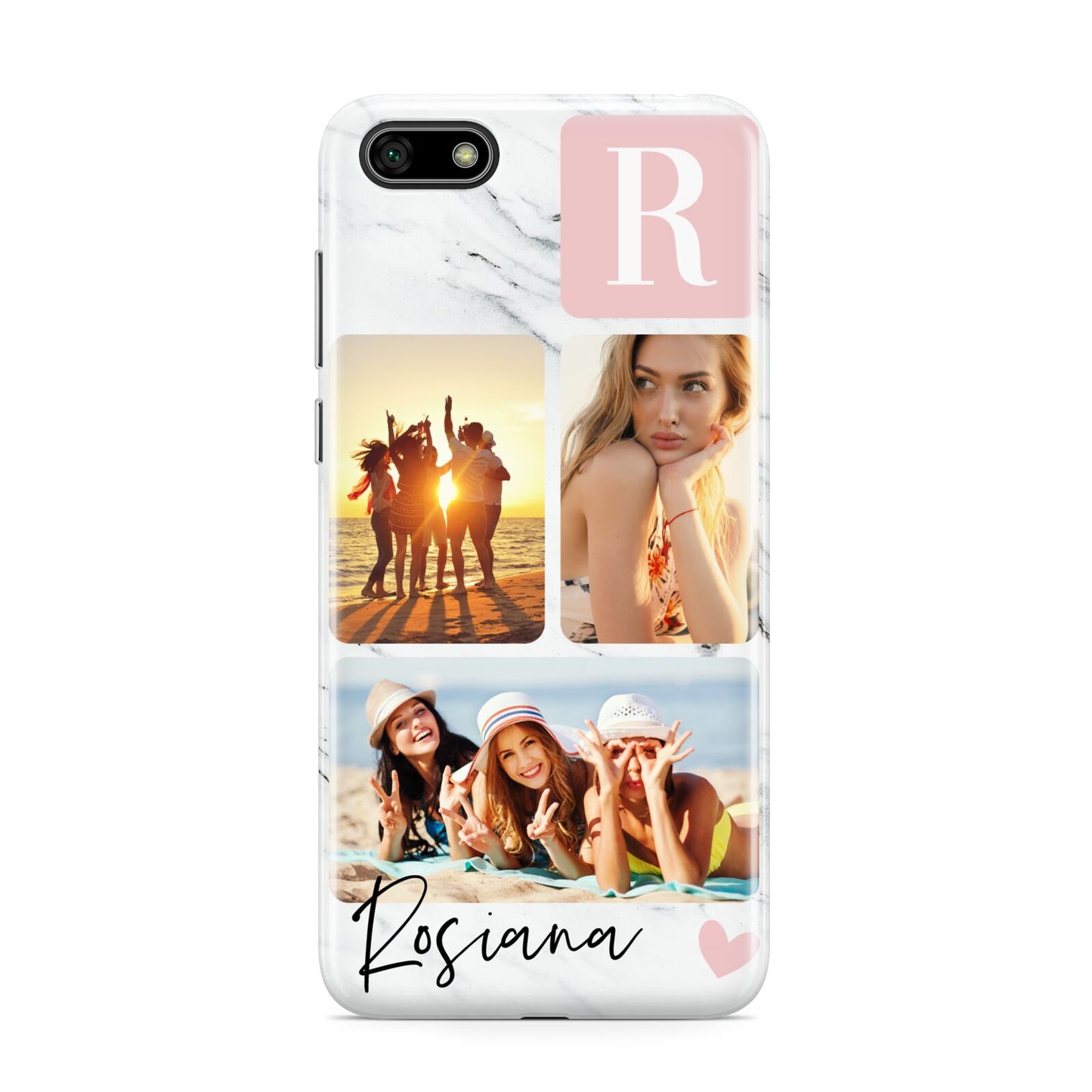 Personalised Three Photo Marble Name Huawei Y5 Prime 2018 Phone Case