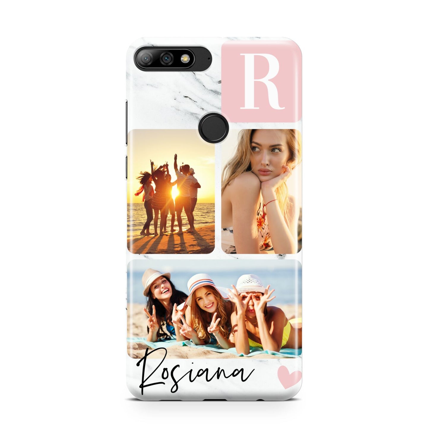 Personalised Three Photo Marble Name Huawei Y7 2018