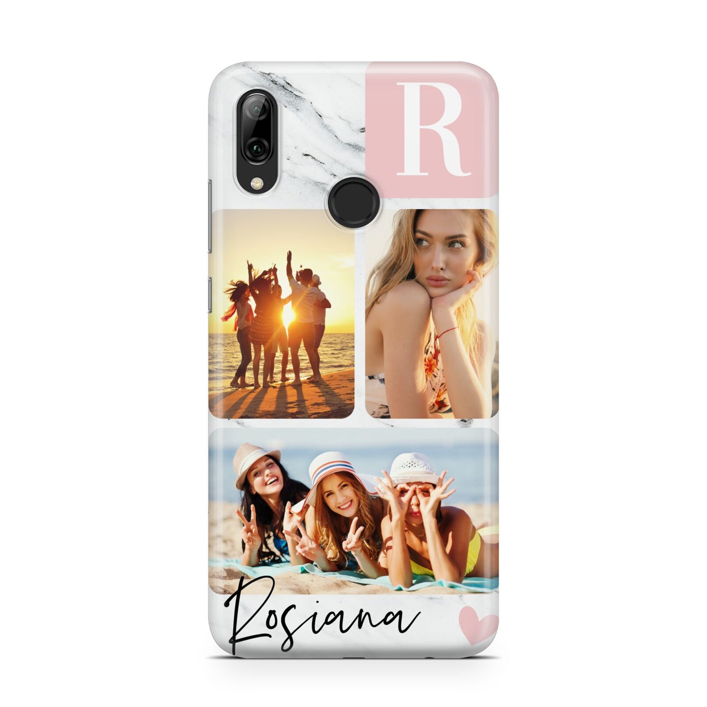 Personalised Three Photo Marble Name Huawei Y7 2019