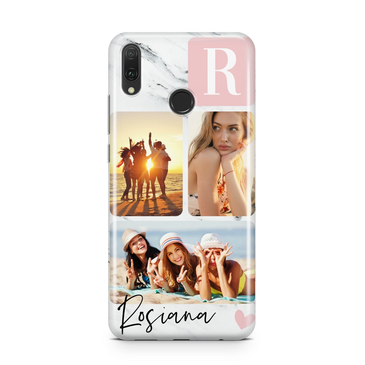 Personalised Three Photo Marble Name Huawei Y9 2019