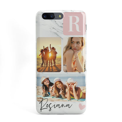 Personalised Three Photo Marble Name OnePlus Case