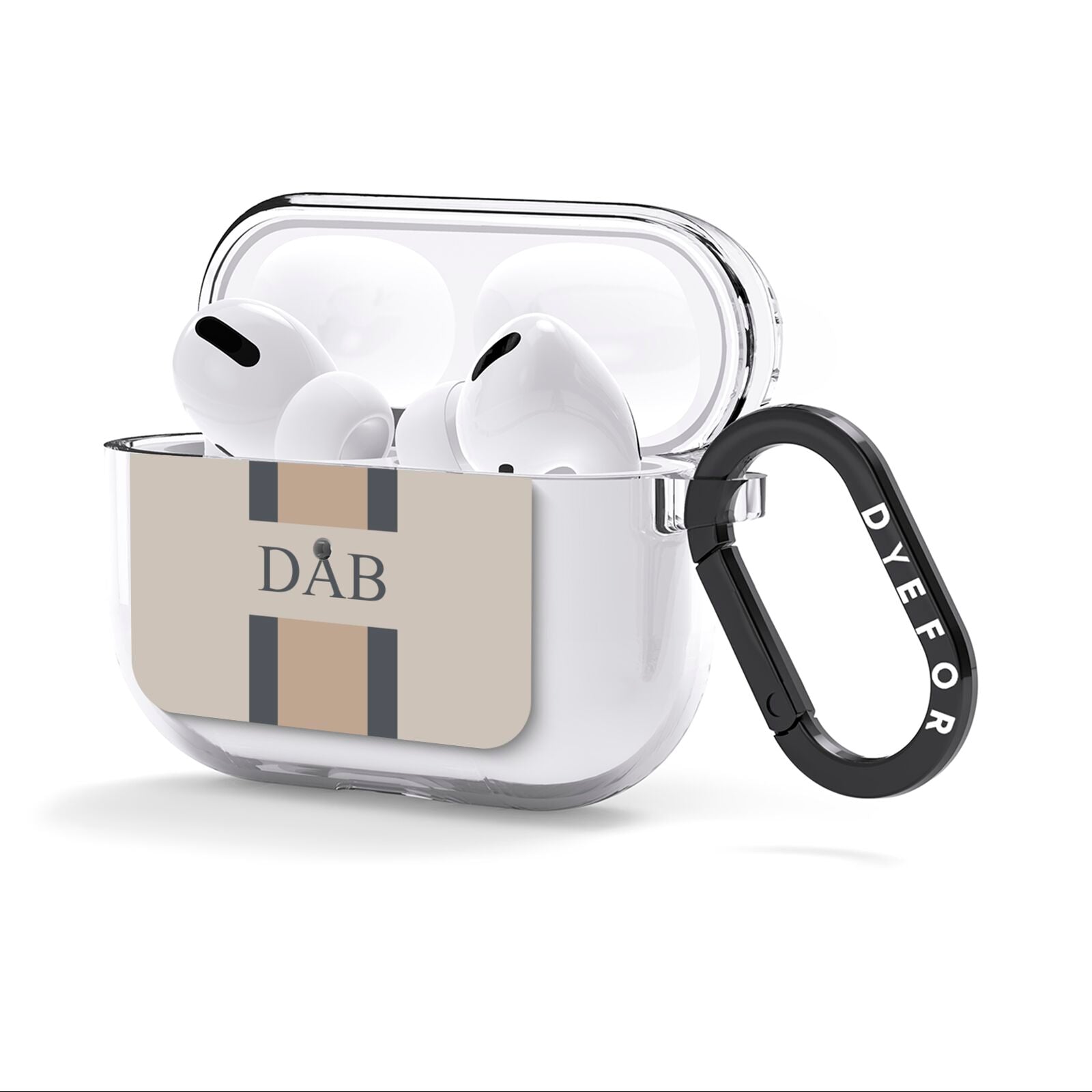 Personalised Three Stripes AirPods Clear Case 3rd Gen Side Image