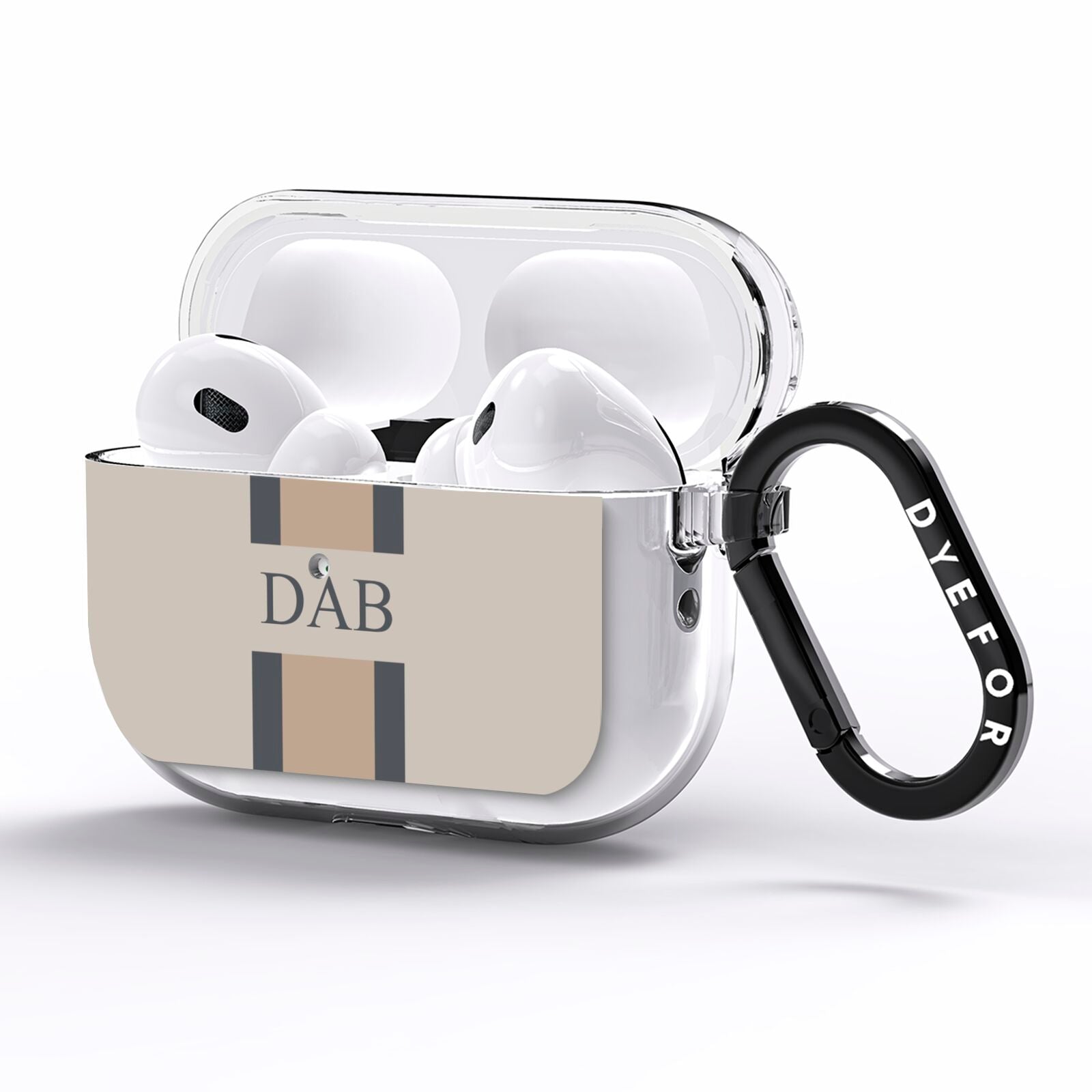 Personalised Three Stripes AirPods Pro Clear Case Side Image