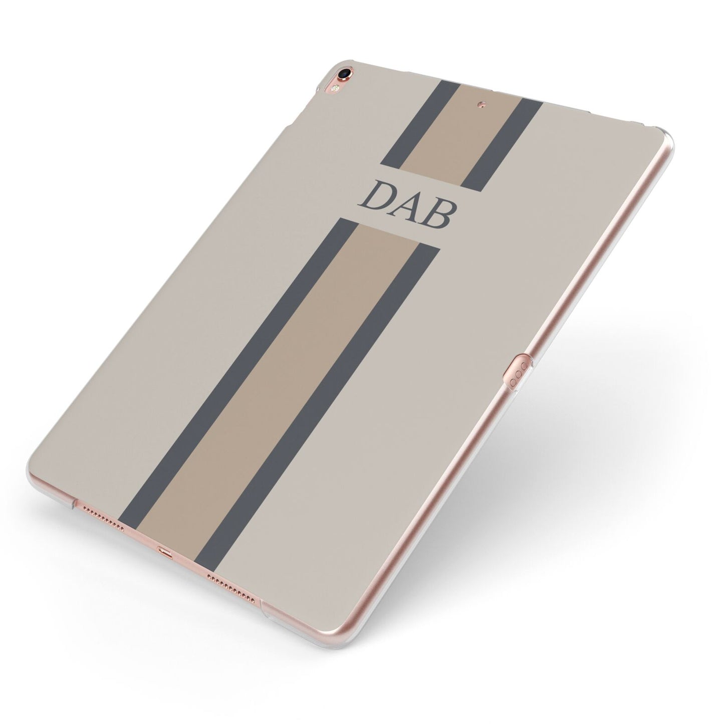 Personalised Three Stripes Apple iPad Case on Rose Gold iPad Side View