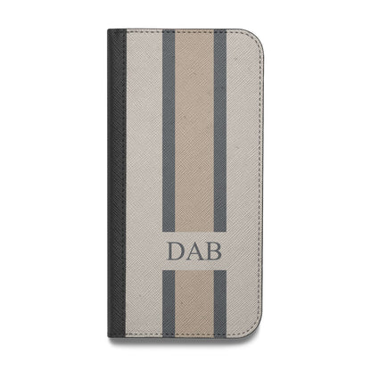 Personalised Three Stripes Vegan Leather Flip iPhone Case